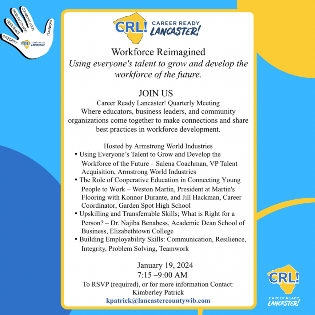 Career Ready Lancaster! Quarterly Meeting See RSVP instructions